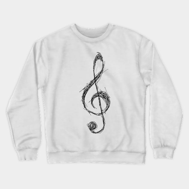 Sketched Treble Clef Crewneck Sweatshirt by MacSquiddles